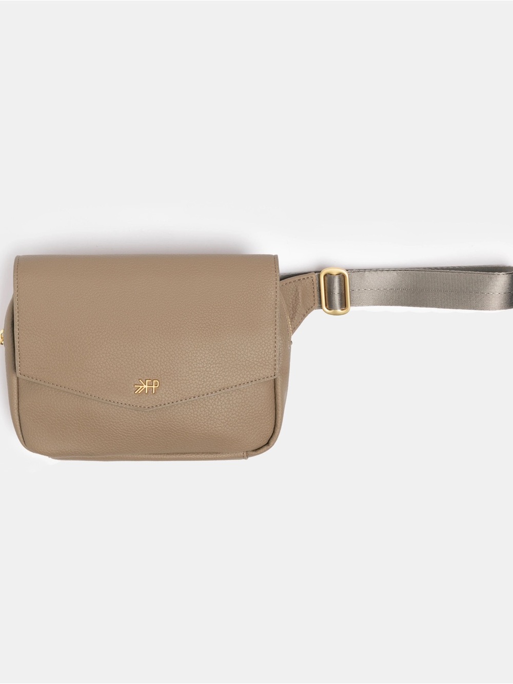 Aspen Classic Fanny Pack: Taupe Leather Belt Bag with Gold Logo